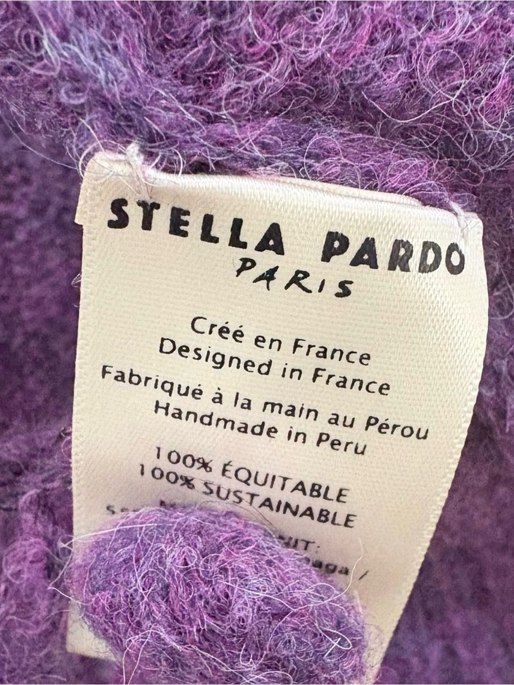 Stella Pardo Paris Cropped Purple Ruffle-Shoulder Knit Cardigan - Picture 6 of 6